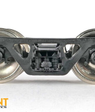 100-Ton Barber S-2 Roller Bearing Trucks w/ Timken Caps, Stucki HS-7 Snubbers and Nickel Plated Semi-Scale Wheels (SKU 2053)